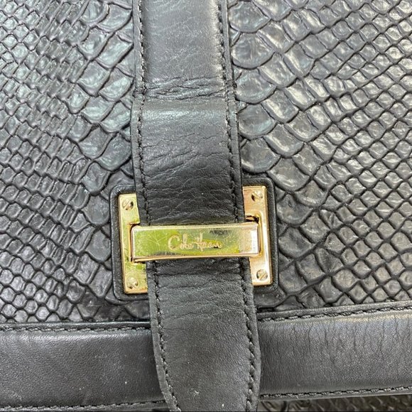 Cole Haan Black Embossed Snakeskin Shoulder Bag - Picture 3 of 12